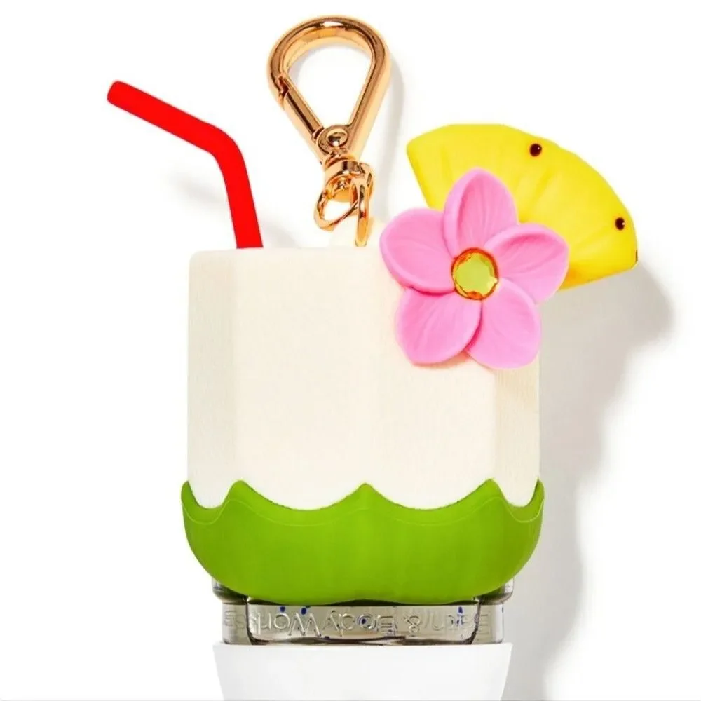 BBW Coconut Drink PocketBac Holder Flower Straw Pineapple Slice New OOS